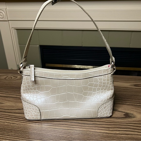 Tommy Croc-Embossed Beige Handbag - Picture 1 of 11